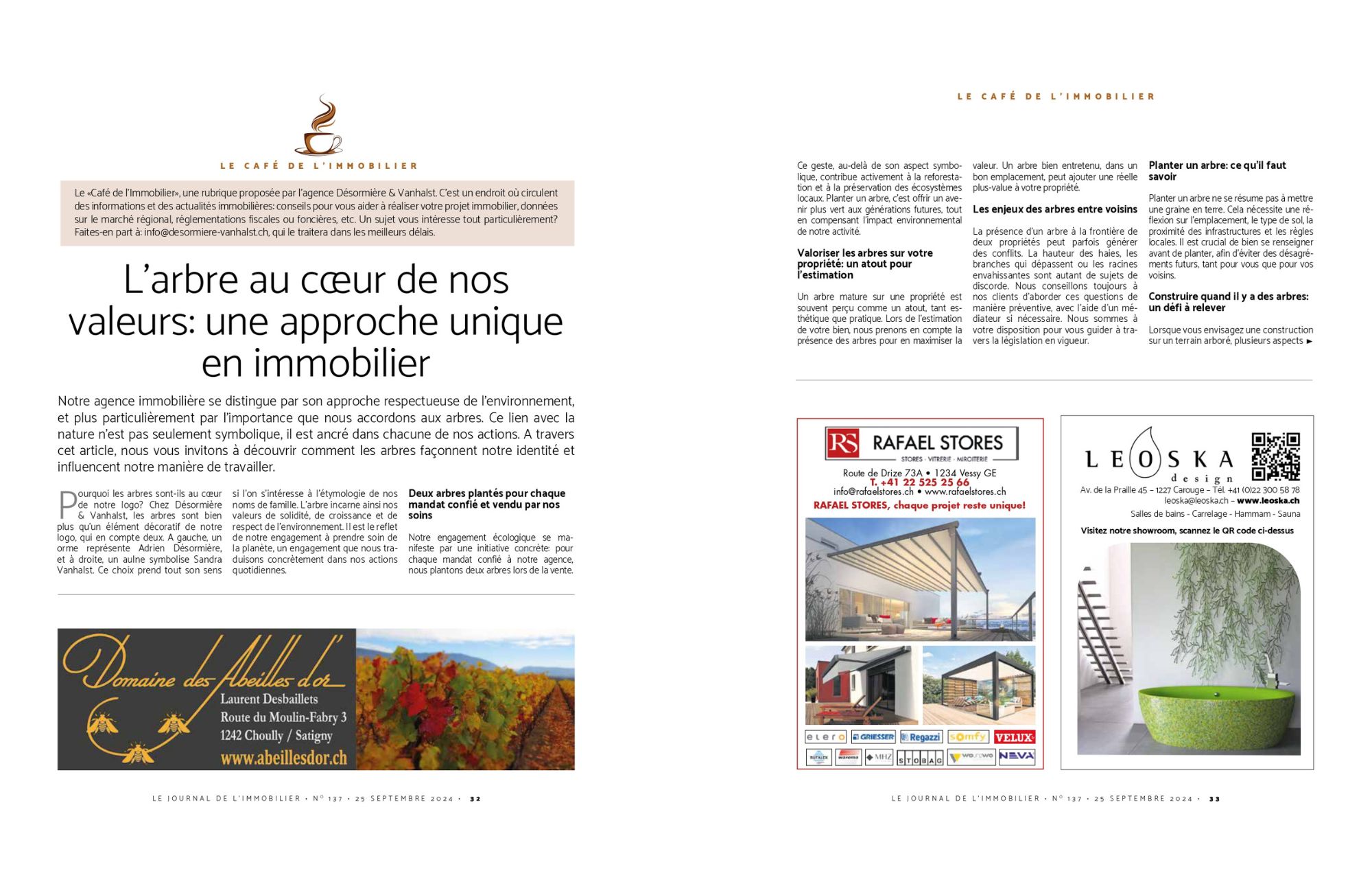 L’arbre au cœur de nos valeurs : une approche unique en immobilier Chronique "Le Café de l'Immobilier" de Désormière et Vanhalst publiée dans Le Journal de l'Immobilier
