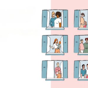 Au coeur des grottes_Groseille_Illustration_immeuble Au coeur des grottes: fondation venant en aide aux femmes victimes de violence à Genève, soutenue par l'agence immobilière Désormière & Vanhalst